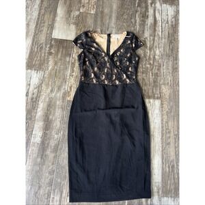 Dress the Population Black Dress Size Large Lace‎ Work Business Wedding Jaleah